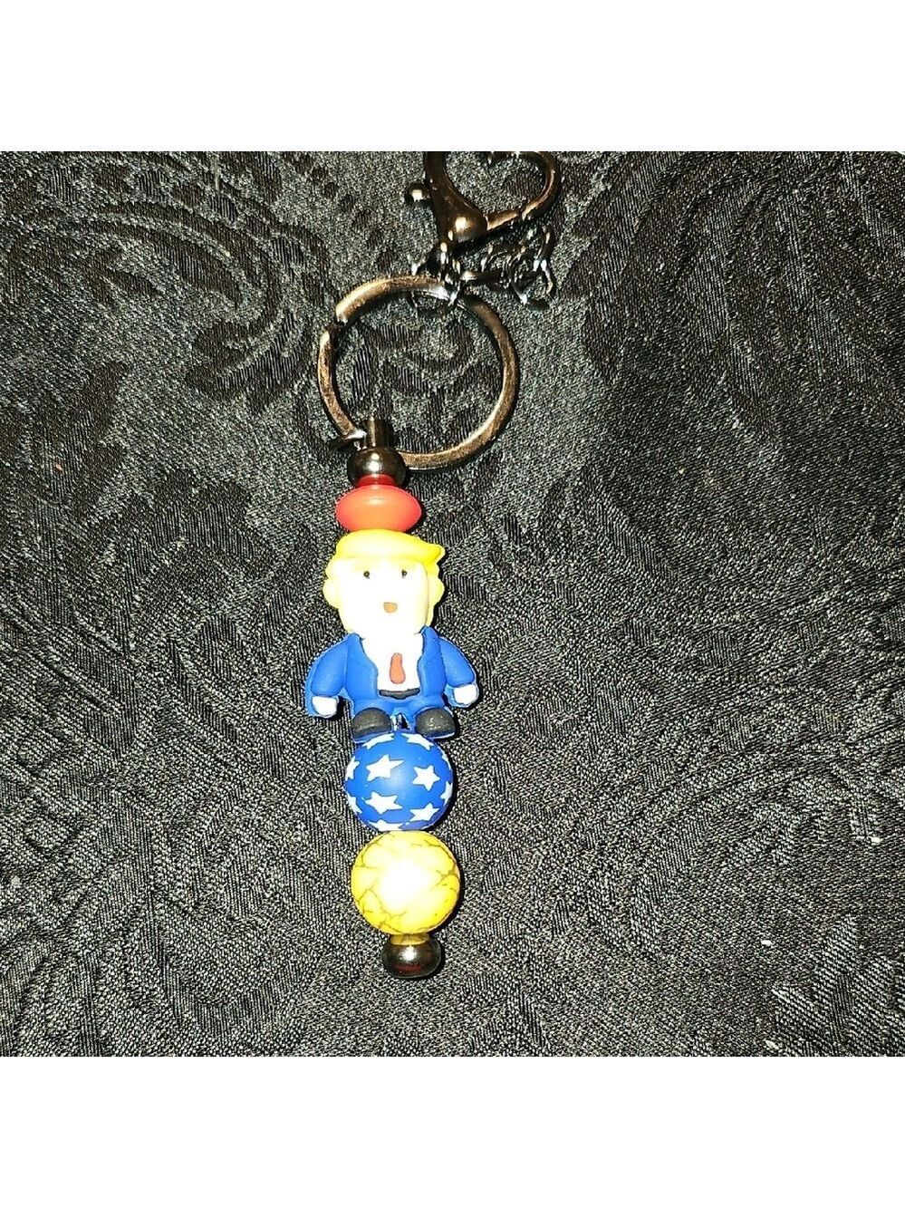 Handmade Colorful Trump Beaded Keychain